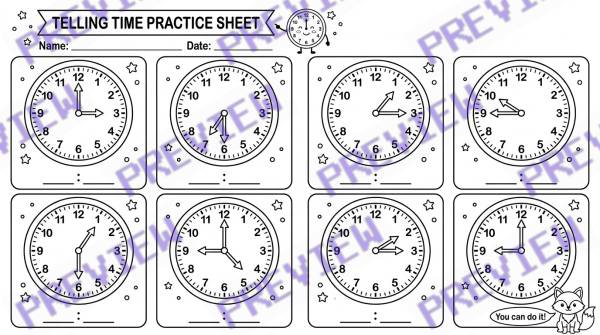 Preview of Math_practice_sheet_telling_time